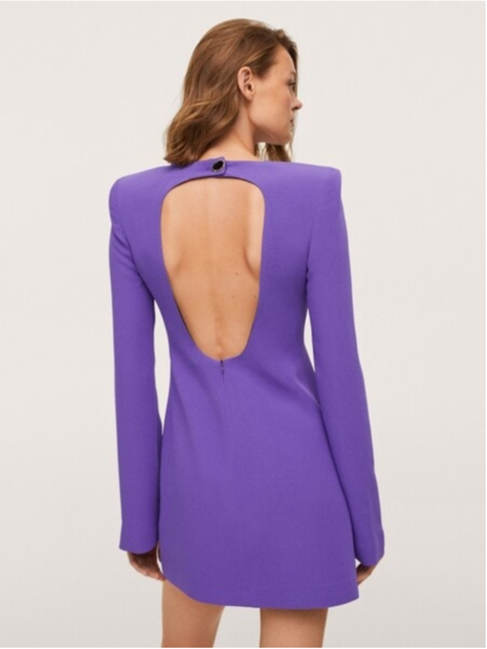 Mango Purple Long Sleeve Cut-Out Back Dress Size